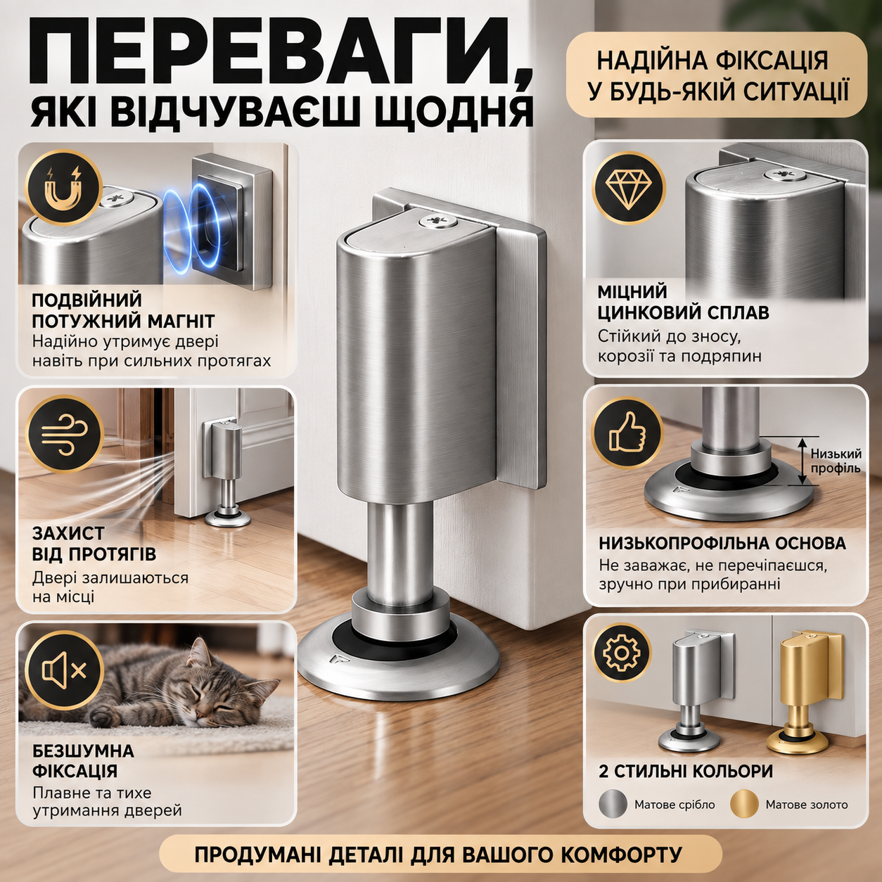 Переваги подвійного магнітного дверного фіксатора